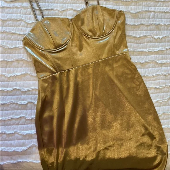 Gold Forever 21 Short Formal Dresses Forever 21 Women's Metallic Gold Mini  Dress Evening Party Black